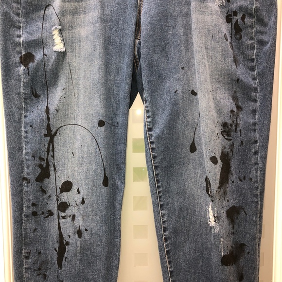 🎉3HP🎉 LANE BRYANT Low Rise Boyfriend Jeans Distressed Deconstructed Stretch 16 - Picture 4 of 16